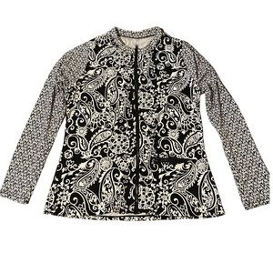 Nylon/Spandex Zippered Bathing Suit Top Color Black & White Size XL